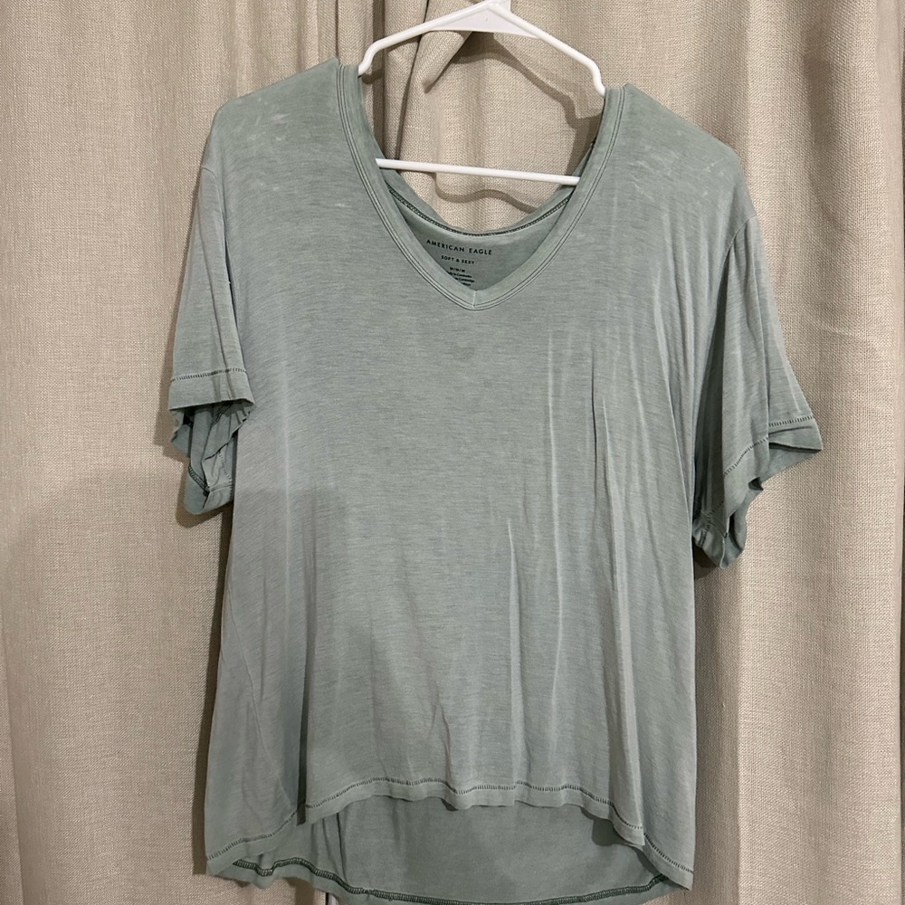 American Eagle Outfitters Women's Green V-Neck Top - Picture 1 of 2